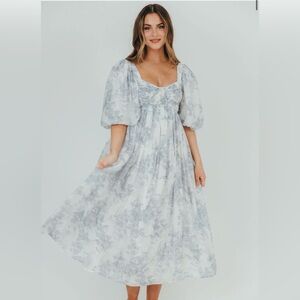 Worth Collective Harlow Maxi Dress Light Blue Floral XL Woman’s Boho Cottage